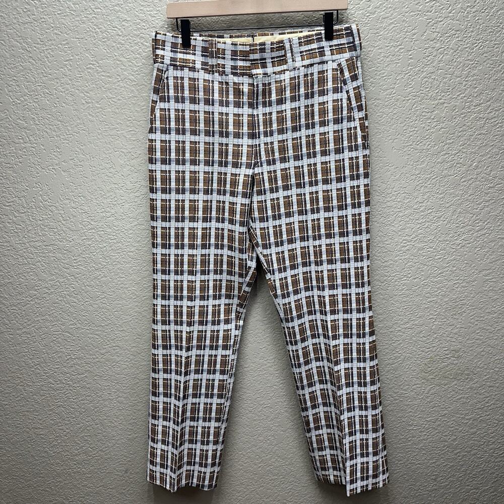 VTG Tailor's Bench Dress Pants Men's Size 32x30 Plaid Flat Front Double Knit